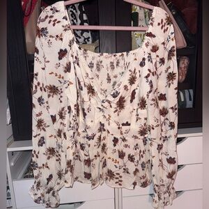 Francesca’s Long Sleeve Floral Blouse
